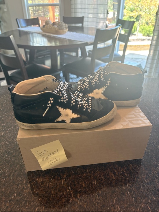 Golden Goose Shoes - Golden Goose Black & White Star High-Top Sneakers